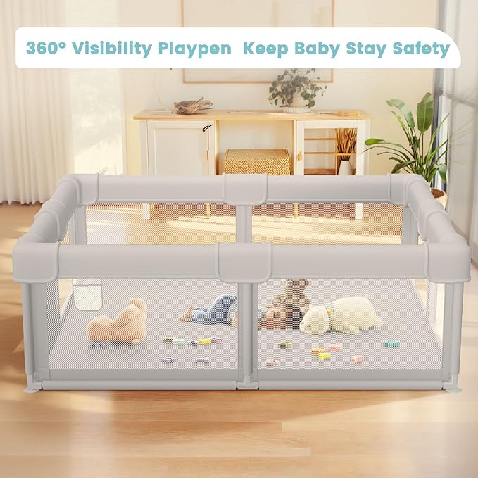 Besuhot Baby Playpen Baby Playard, Play Pen for Babies and Toddlers with Gate, 50x50 Fence, Sturdy Safety Playpen, Indoor & Outdoor Kids Activity Center