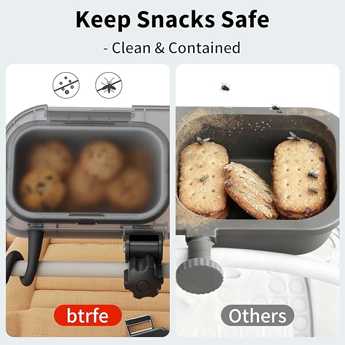 Universal Stroller Snack Tray, 3-in-1 Cup Holder Tray with Clamp & Silicone Arms Grip & Detachable Silicone Tray, Stroller Tray Attachment for Toddler & Kids, Snacking On The Go