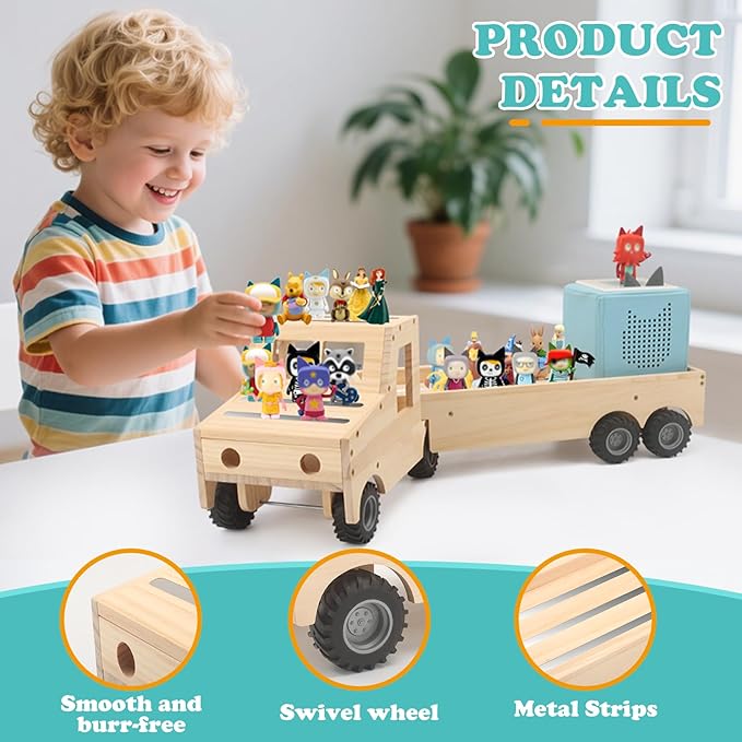 RZYLKA for Tonies Box Organizer Shelf Storage, for Tonie Shelf Magnetic, Compatible with Tonie Box 1/2 Player Tonies Figures Characters for Children, Display Collection 20~30 Characters - Truck
