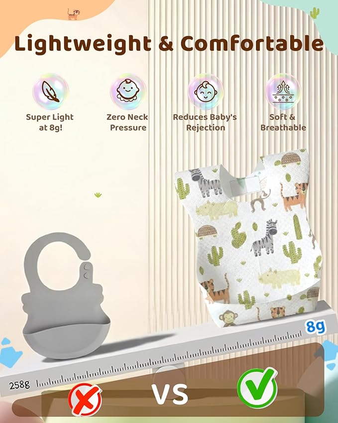 Lictin Disposable Baby Bibs, Individually Packaged, Hygienic and Convenient for Toddler, Baby Travel Essentials, 20/50pcs