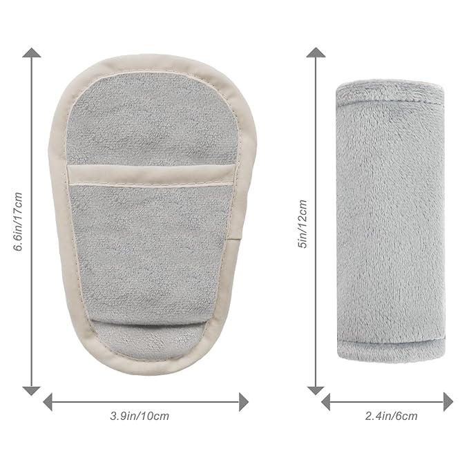Car Seat Straps Pads for Baby Boys 3 Pieces,Super Soft Car Seat Strap Covers Kids,Man Fai Sky Infant Carseat Shoulder Pading, Hip Support for All Car Seats, Pushchair, Stroller(Grey)