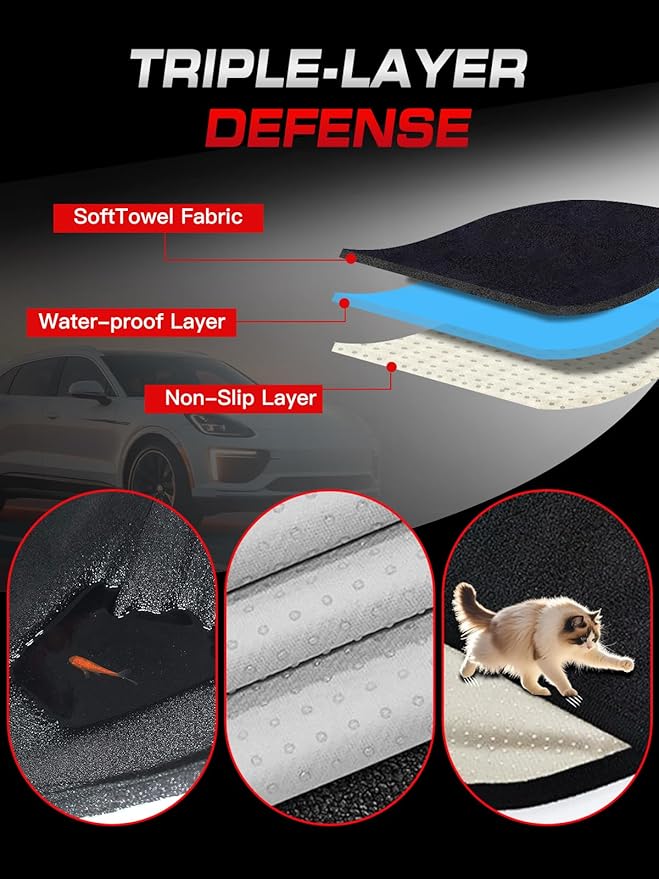 TESFEEL Waterproof Towel Back Seat Cover for Car, Truck, Van & SUV – Durable Rear Bench Seat Cover for Kids & Dogs, Seat Back Protector Easy to Install (Black)
