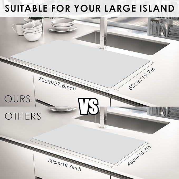 Extra Large Silicone Mat, Food-Grade Flexible Silicone Table Mats for Kids Non-Slip Placemat Waterproof Heat Insulation Countertop Protector Pastry Mat Silicone Pad, 27.6''x19.7'' Gray, 1Pcs