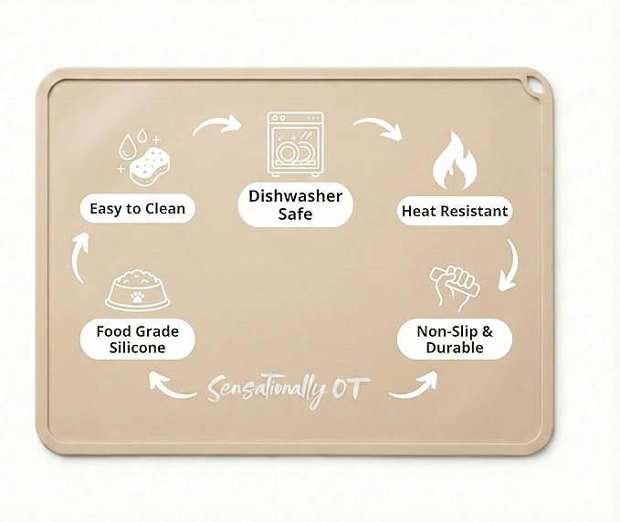Yellow - Premium Silicone Placemat for Toddlers - Non-Slip, Easy Clean Design, Kids Placemats for Dinning Table, Portable, Perfect Mess-Free Mealtime & Playtime