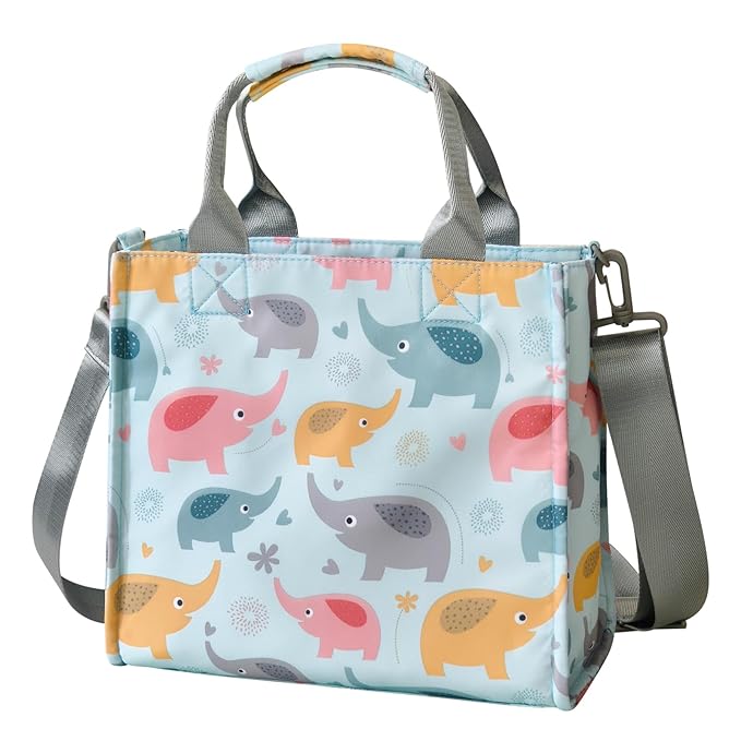 PHEBEN Small Diaper Bag Tote Waterproof Travel Mini Diaper Bag Multi-Function Baby Handbag Crossbody Purse(Blue Elephant)