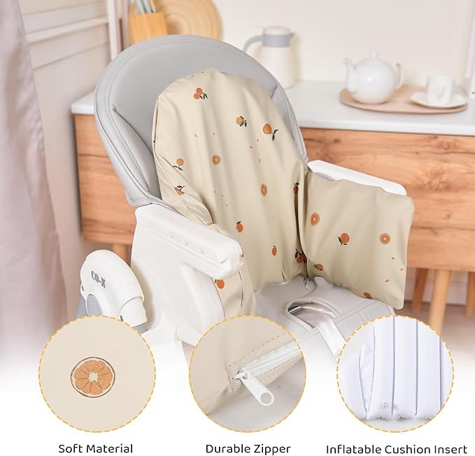 High Chair Cushion with Cover Pad for IKEA Antilop Babies Toddlers Inflatable & Reversible Built-in Inflatable Cushion
