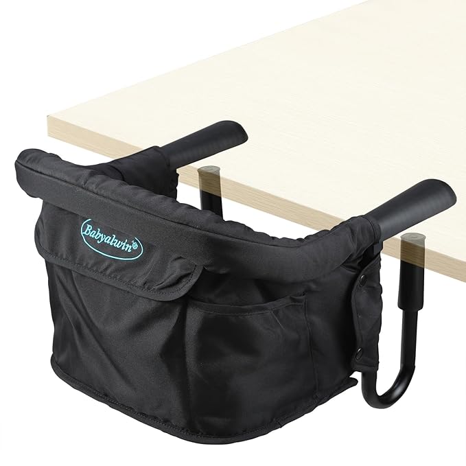 Baby High Chair, High Chairs for Babies and Toddlers, Booster Seat for Kitchen Chair, Portable high Chair for Table, Travel, Baby Essentials, Black(16.54" × 14.57" × 13.00")
