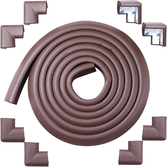 Arinbeb Foam Corner Protector for The Fireplace Hearths Edge and Corner Guard, with Retardant Materials Foam Safety Bumpers Baby Proofing (Coffee)