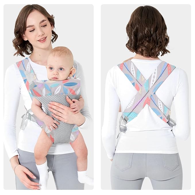 Ocanoiy Baby Wraps Carrier, Ergonomic Baby Carrier Newborn to Toddler, Cozy Baby Front and Back Carrier for 7-45lbs (Leaf)