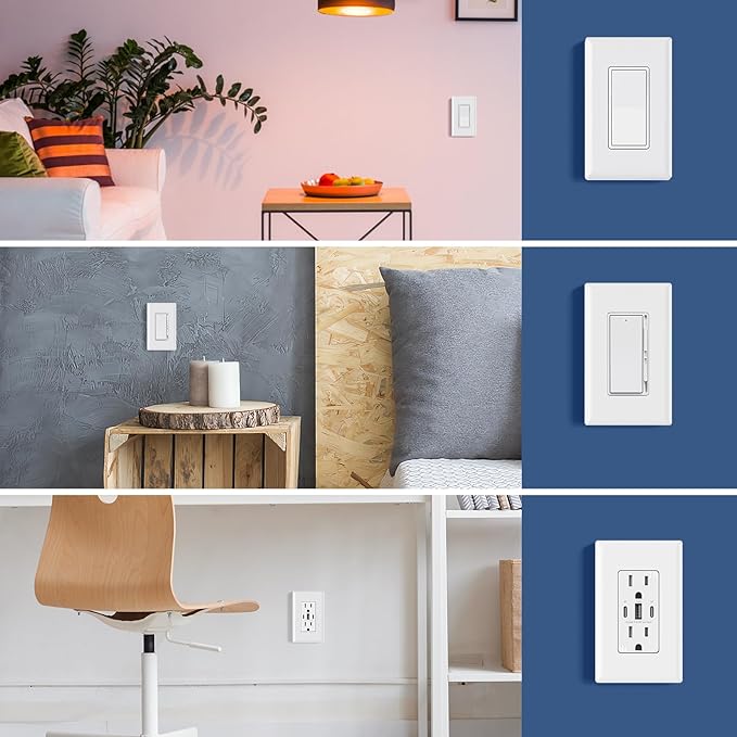 AIDA 1-Gang Screwless Decorator Wall Plates, Standard Size Unbreakable Thermoplastic Faceplate Cover for Decorator Receptacle Outlet Switch, UL Listed (4 Pack, Glossy White)