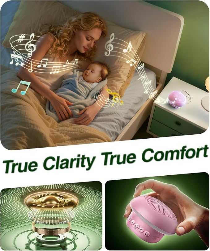 Portable White Noise Sound Machine for Baby Adults, 20 Soothing Sound & 30-Level Volume, 48H Runtime with 30/60/90min Timer, Memory Recall, Soft Night Light for Sleep, Home, Travel, Easy to Pocket