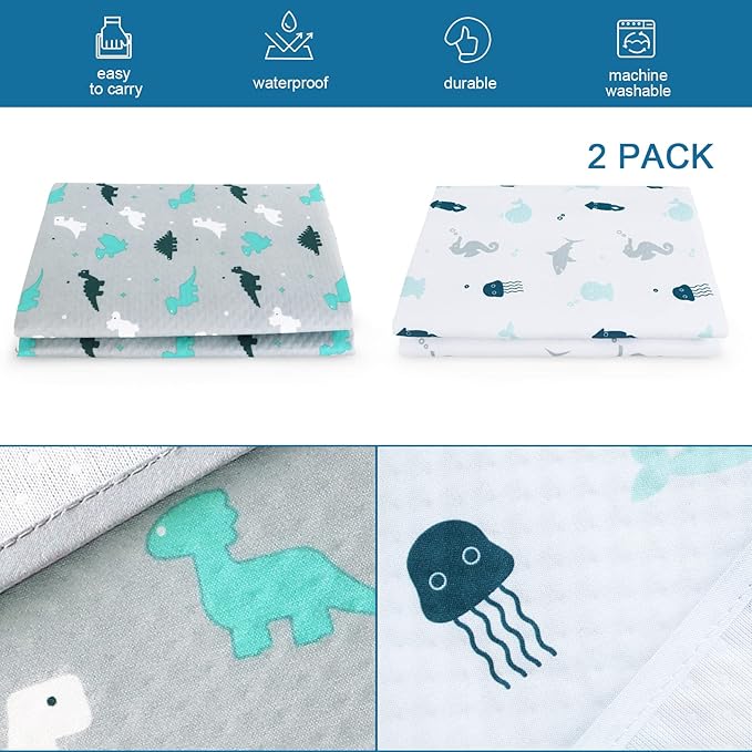 Splat Mat 2 Pack for Under High Chair & Arts & Eating Mess, Waterproof Baby Playtime Anti-Slip High Chair Mat for Floor or Table, Reusable & Portable Splash Mat for Under High Chair, 46" x 42"