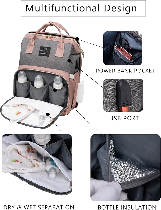 houscly Green Diaper Bag Backpack for Mom: Baby Bags for Boys Girls Toddler Women Men Large Back Pack Diapers Bag Big Travel Pañaleras Modernas Para Bebe Niña Unisex Newborn Essential Baby Registry