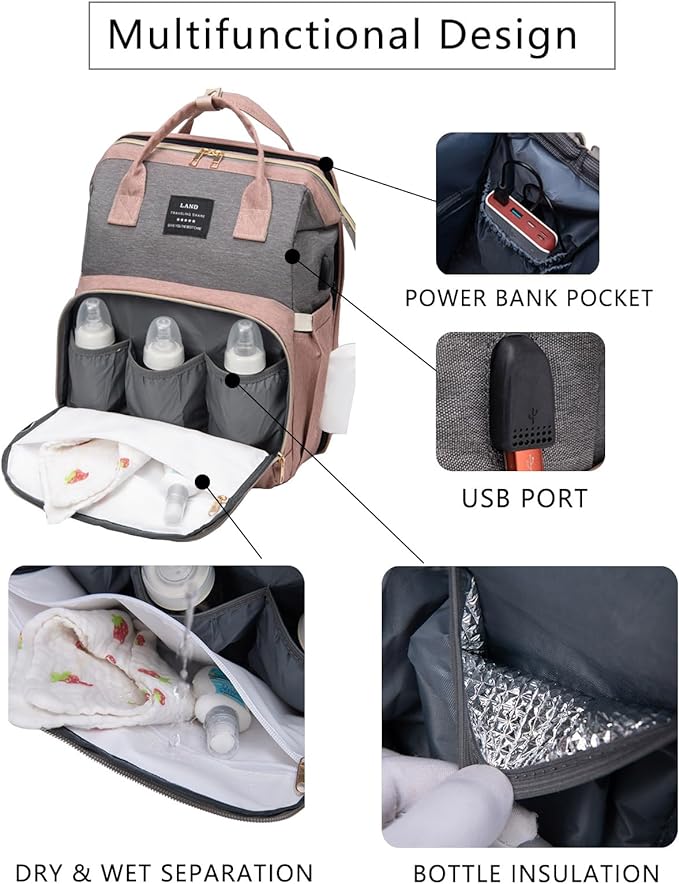 houscly Green Diaper Bag Backpack for Mom: Baby Bags for Boys Girls Toddler Women Men Large Back Pack Diapers Bag Big Travel Pañaleras Modernas Para Bebe Niña Unisex Newborn Essential Baby Registry