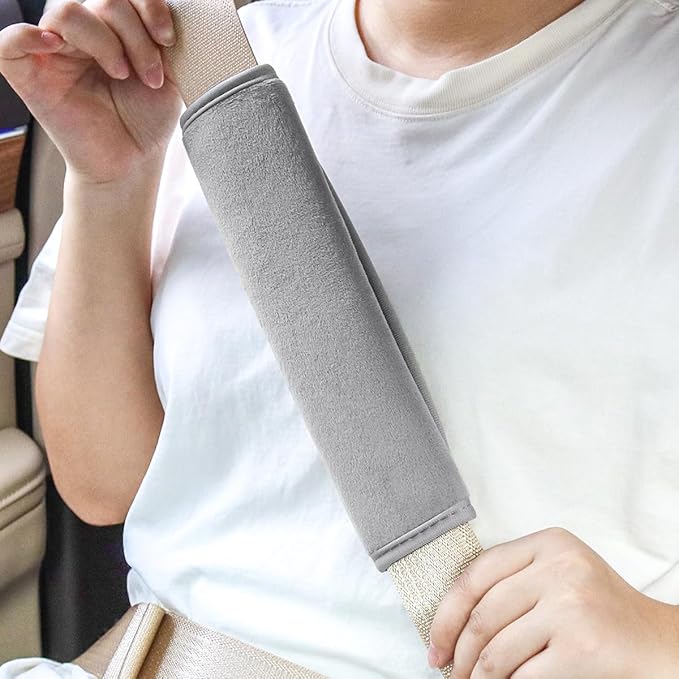 yuntop 2 PCS Car Seat Belt Pads Cover Soft Seat Belt Shoulder Pad Safety Belt Strap Shoulder Pad Comfortable Driving Compatible with Most Cars Helps Protect You Neck and Shoulder (Gray)