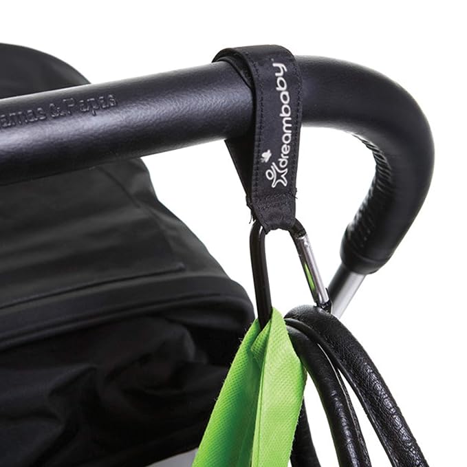 Dreambaby Clip Buddy Stroller Hook Carabiner - Bag Holder - Black- Model L271 (Pack of 2)