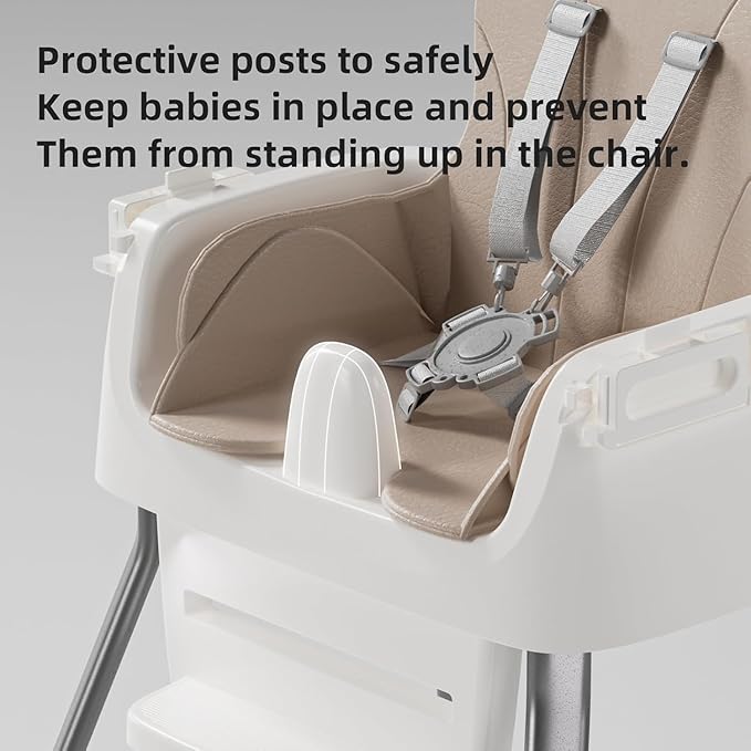 3-in-1 Baby Feeding High Chair with Tray 5 Point Harness Booster Seat Infant Ergonomic Sit Up High Chair Babies and Toddlers Safety Seats Convertible Comfortable Toddler Chair Pink