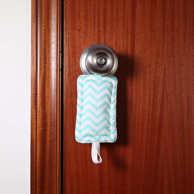Door Silencer & Jammer - 3 Pack Noise Reducing Door Cushions - 3.25 x 5.5 Inch (Light Green Chevron)
