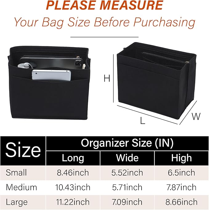 Premium Felt Purse Organizer Insert for Longchamp Le Pliage S, Zipper Long Champ Bag Organizer Insert with Cup Holder, 9 Compartments(Beige, Small)