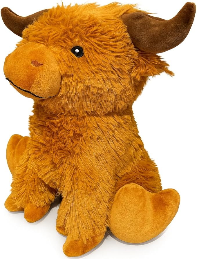Highland Cow Door Stopper – Cute Weighted Animal Doorstop with Soft Faux Fur – Rustic Farmhouse Home Décor for Living Room, Bedroom, Nursery or Hallway (Extra Heavy (3 lbs))