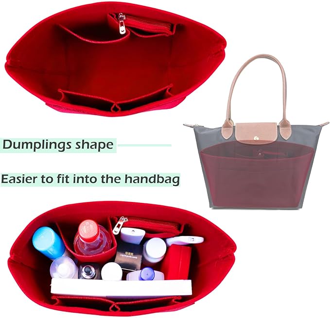 Lckaey bag Organizer Insert for Le Pliage Neo Handbags Insert Organizer1012crimson-M