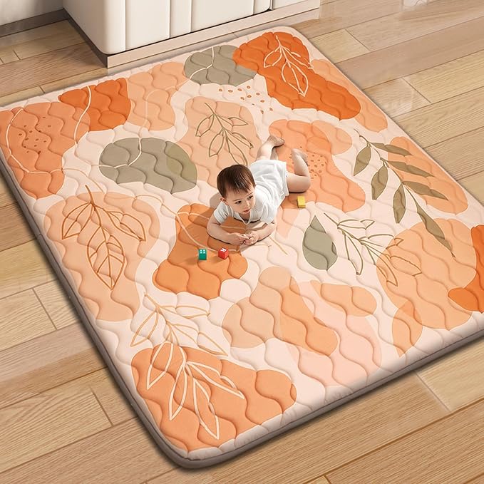 Baby Play Mat for Floor, 50'' x 50'' Thicken Foam Soft Padded for Baby, Playpen Mat for Toddlers Infant Kids, Machine Washable, Non-Slip Bottom Safe for Crawling (Stone)