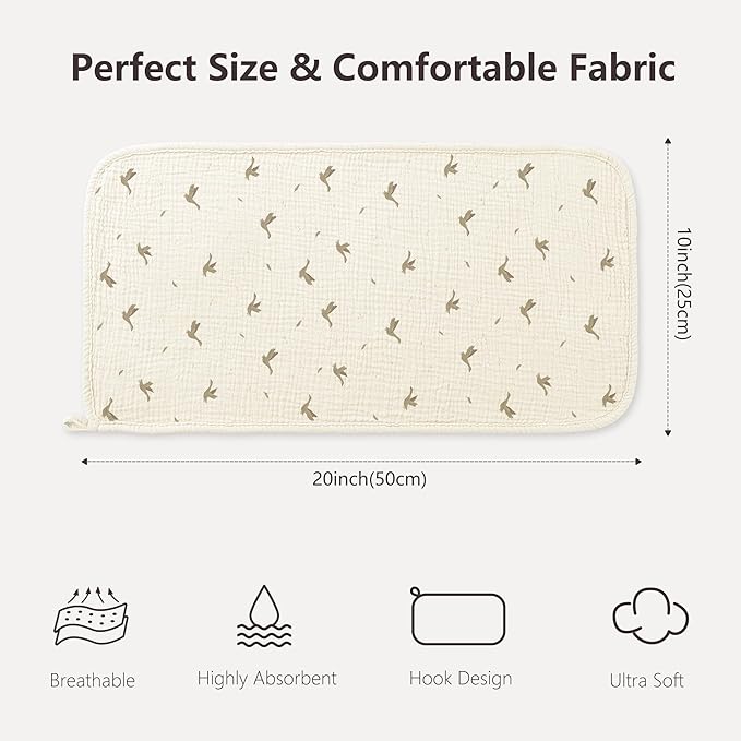 Susurration Muslin Burp Cloths, Soft Baby Burping Cloths for Unisex Boys and Girls, Newborn Essentials Large Extra Absorbent Washcloths, 20x10in, 6 Pack