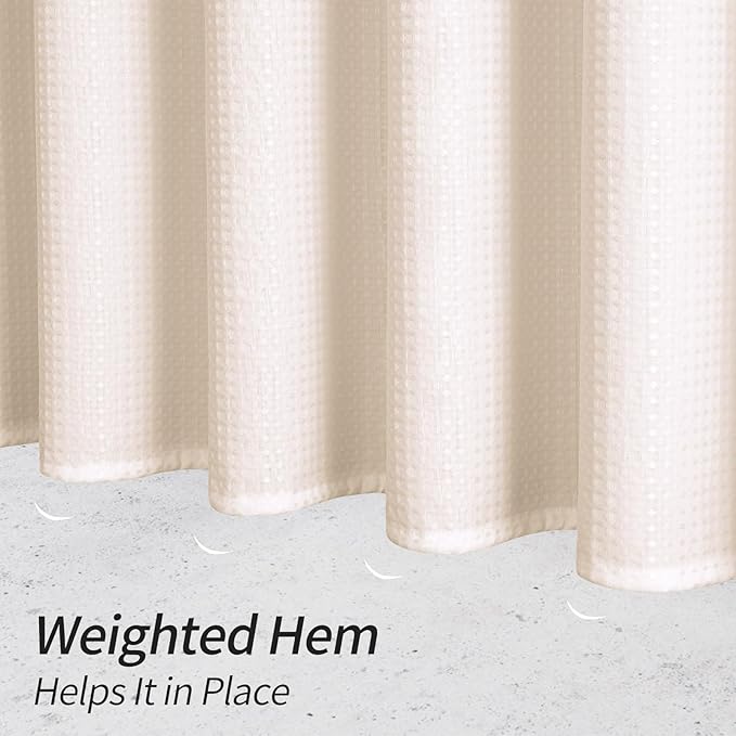 MitoVilla Extra Long Shower Curtain 72 x 84, Pink 84 inch XL Waffle Fabric Shower Curtains for Modern Luxury Bathroom Decor, Waffle Weave Textured Weighted Shower Curtain 84 inch, Blush Pink