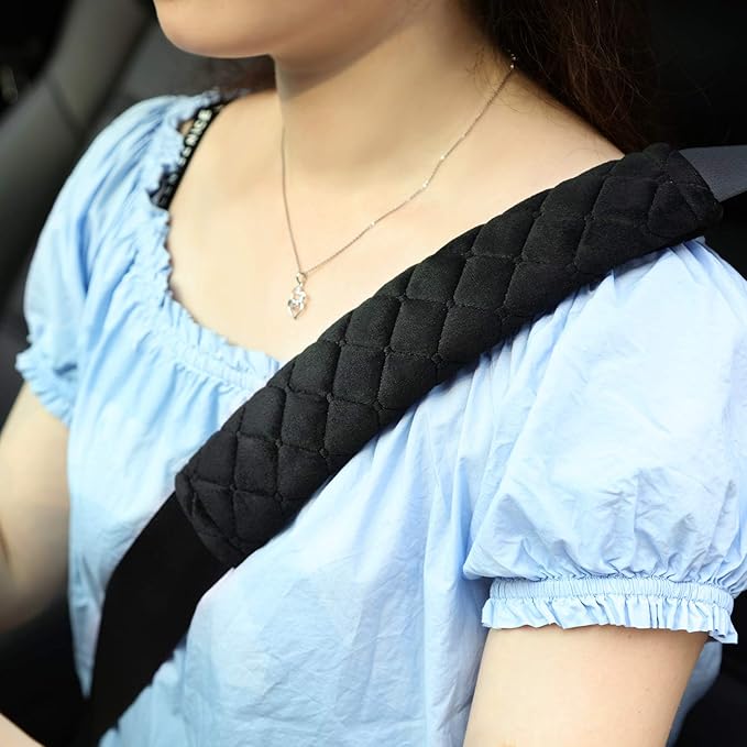 Tatuo 4 Pack Seat Belt Cover Extra Long Seat Belt Pads for Car Soft Comfort Shoulder Strap Covers Harness Pads Helps Protect Your Neck and Shoulder(10.6 Inch,Black)