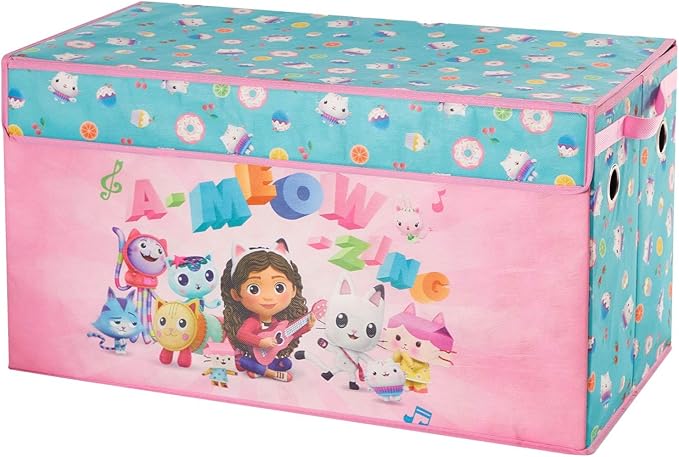 Idea Nuova Gabbys Dollhouse Collapsible Childrens Storage Trunk, Durable with Soft Lid, 28.5"x14.5"x16"