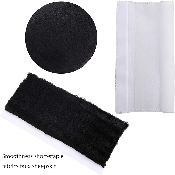 Boao 4 Pack Faux Sheepskin Car Seat Belt Pads Seatbelt Protector Soft Seat Belt Shoulder Strap Cover Comfort Harness Pad(Black, 9.9 Inch)