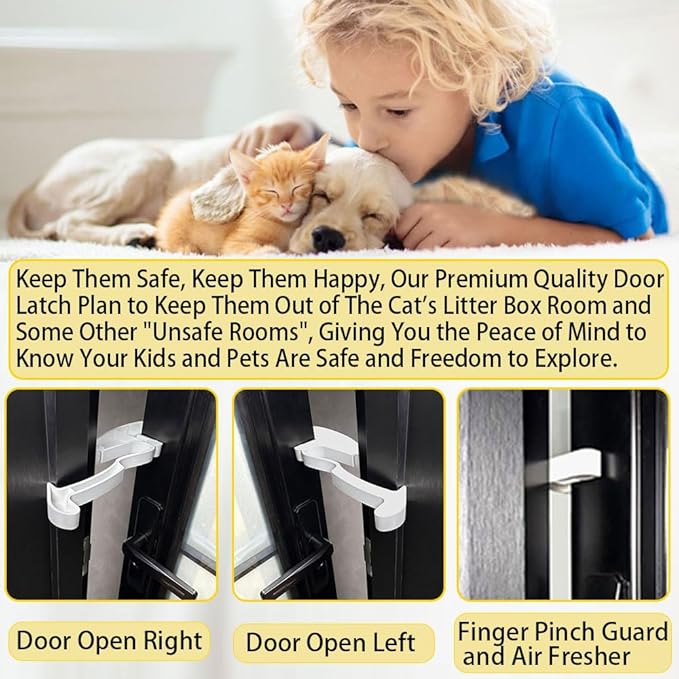 Kids Safety Door Lock, Child Proof Door Latch, Baby Pinch Guard Door Stopper for Knobs & Lever Handles, No Tools Need for Install and Portable [U.S Patent Pending] (White 1 Pack)