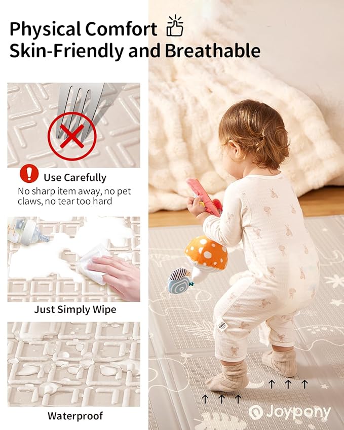 Baby Play Mat, 71x59 Inch Foldable Play Mats for Babies and Toddlers, Waterproof & Anti-Slip Portable Foam Floor Mat for Tummy Time with Travel Bag Indoor Outdoor