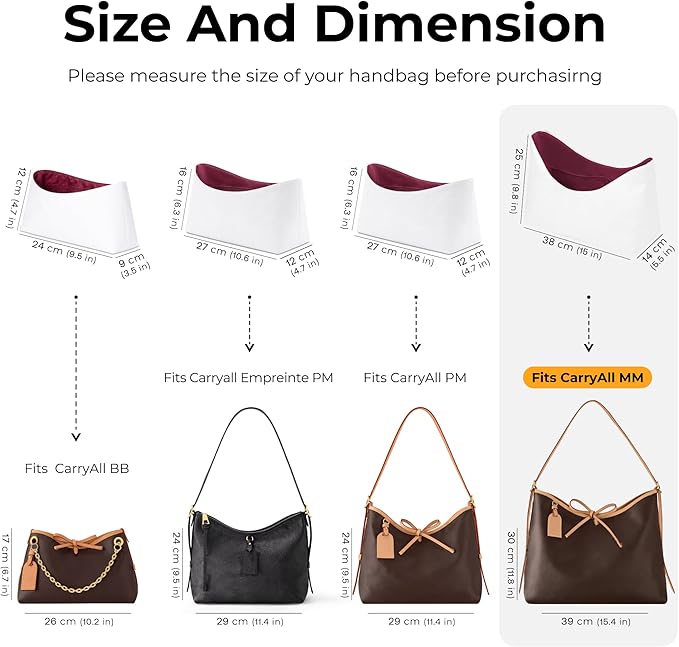 Purse Organizer Insert for LV Carryall MM Handbag,Custom Fit Inside Premium Prunoir Lightweight WaterResistant Tote Bag Insert with Cup Holder Accessories
