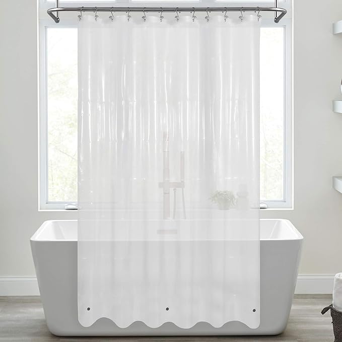 Mrs Awesome Shower Curtain Liner with Magnets, 72x72 Frosted PEVA Plastic Shower Curtain for Bathroom, Lightweight & Waterproof, 72 x 72, Frost