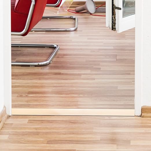 Floor Transition Strip Self Adhesive, Flat Laminate Floor Cover Strip 2" Wide Vinyl Floor Flat Divider Strip, Wood Grain Design (3.28FT, Beige)