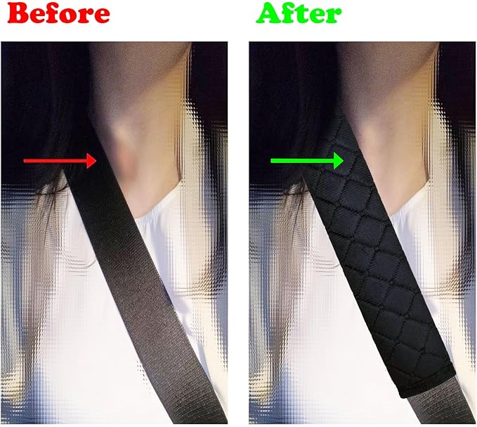 Car Seat Belt Cover Pad, 5 Pack, Seatbelt Covers for Car Accessories, Soft Material, Car Seat Strap Pads, Black 10.63 inches, Universal Fit for All Vehicles, Comfort for neck shoulders (5-Black)
