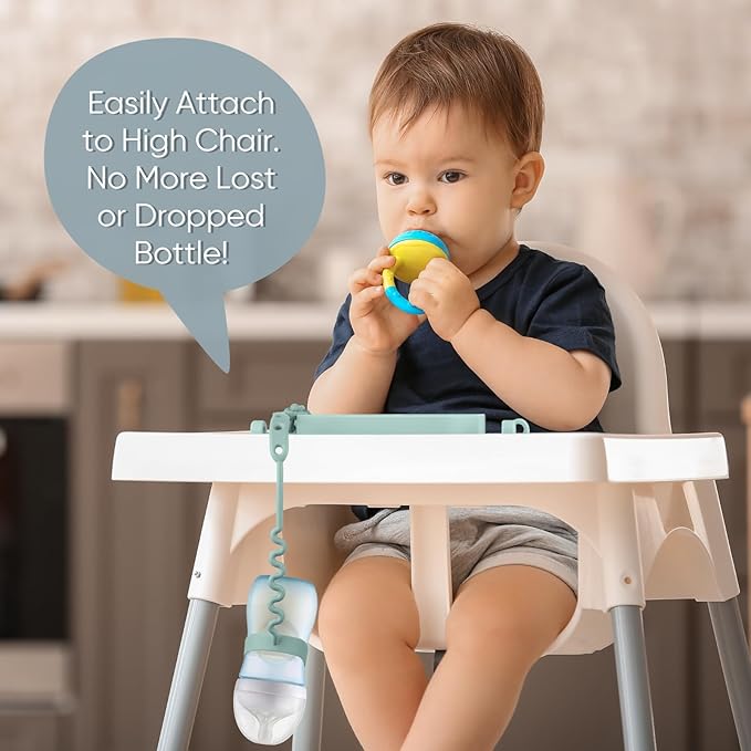 Baby Bottle and Sippy Cup Straps - Adjustable Straps Attach with Strollers, High Chair, Shopping Cart - Food Grade Silicone - Dishwasher Safe (5Packs, Color 1)