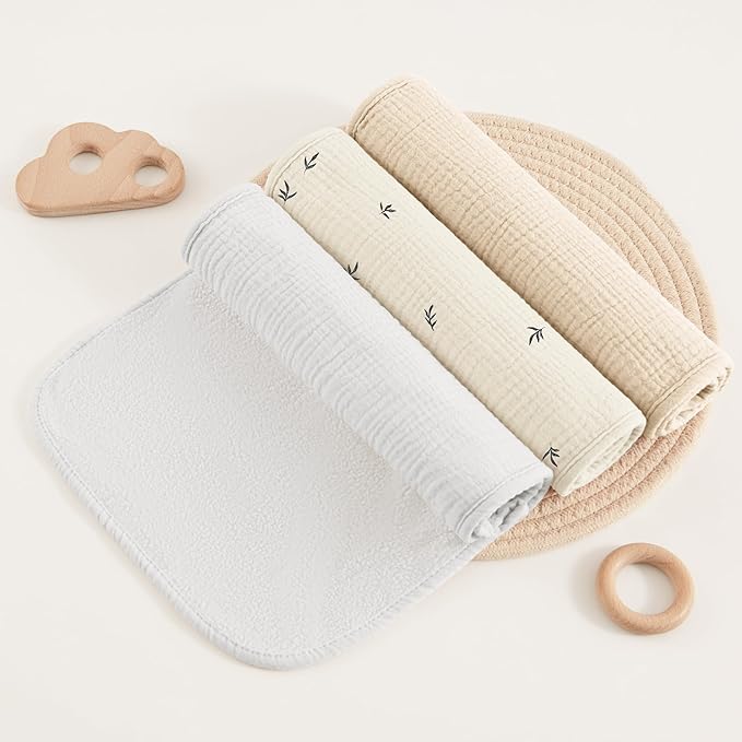 Susurration Muslin Burp Cloths, Soft Baby Burping Cloths for Unisex Boys and Girls, Newborn Essentials Large Extra Absorbent Washcloths, 20x10in, 6 Pack