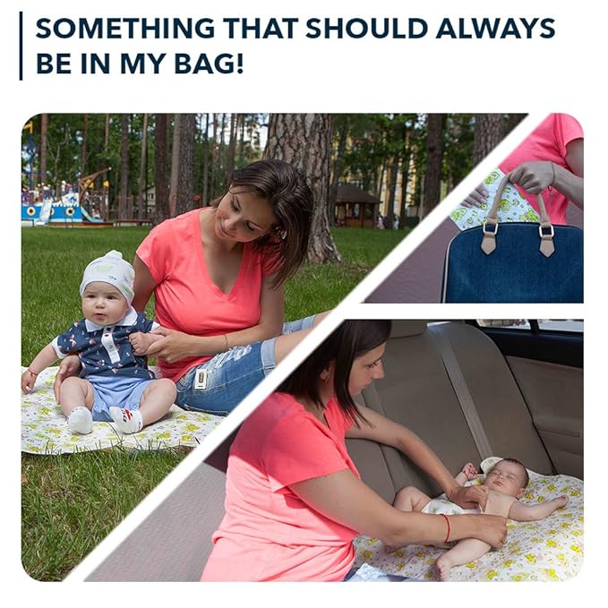 Changing Mat - Biggest Waterproof & Reusable Portable Changing Pad 25.5"x31.5" for Change Diaper in Any Places On The Go - Wipeable Compact Baby Change Cover Liner - Unisex Design for Girls & Boys