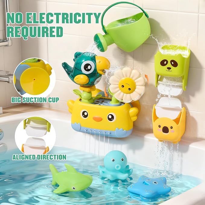 Baby Bath Toys for Kids Ages 1-3, Interactive Bath Toys for Toddler 2-4 Bathtub Water Pool Shower Toys with Watering Can and Tub Toys for Babies 12 18 Months