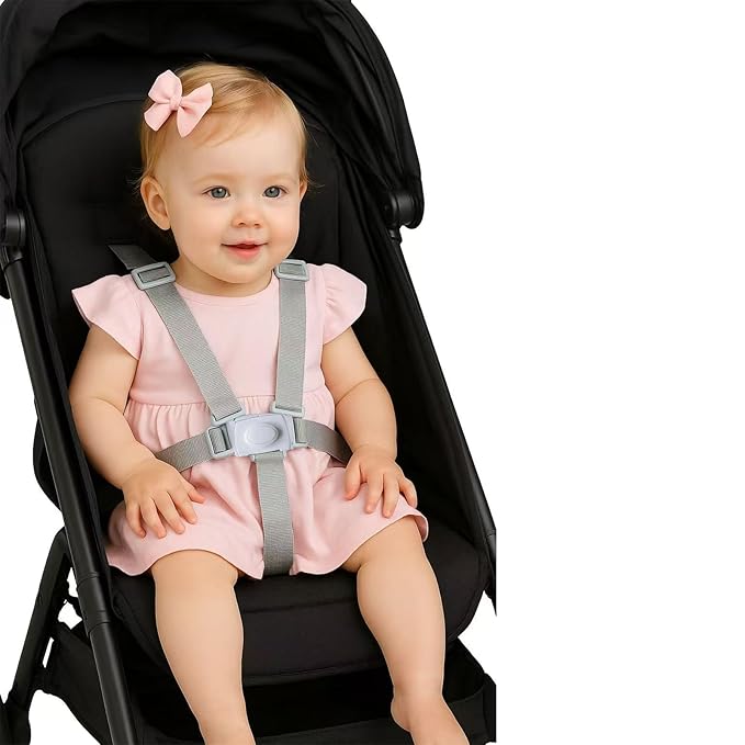 PandaEar High Chair Straps, Adjustable Baby Highchair 5 Point Harness Replacement, Universal Secure Toddler Booster Seat Belt for Infant Eating Chair Accessories (Grey)