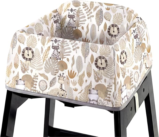 Mamatepe Reusable Baby High Chair Cover with Strap Pads & 2-Point Harness, Waterproof Portable Seat Cover for Restaurant Travel Home, Brown