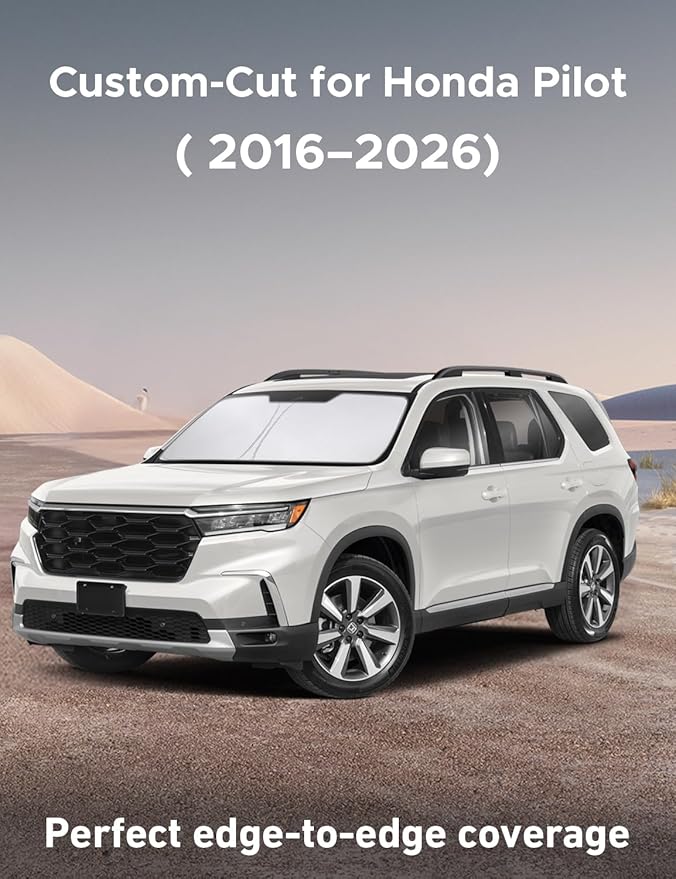 Econour Windshield Sun Shade for Honda Pilot 2016–2023 2024 2025 2026, Custom Front Windshield Sunshade, Reflective UV & Heat Protection Car Sun Shade, Foldable Windshield Cover, Car Accessories