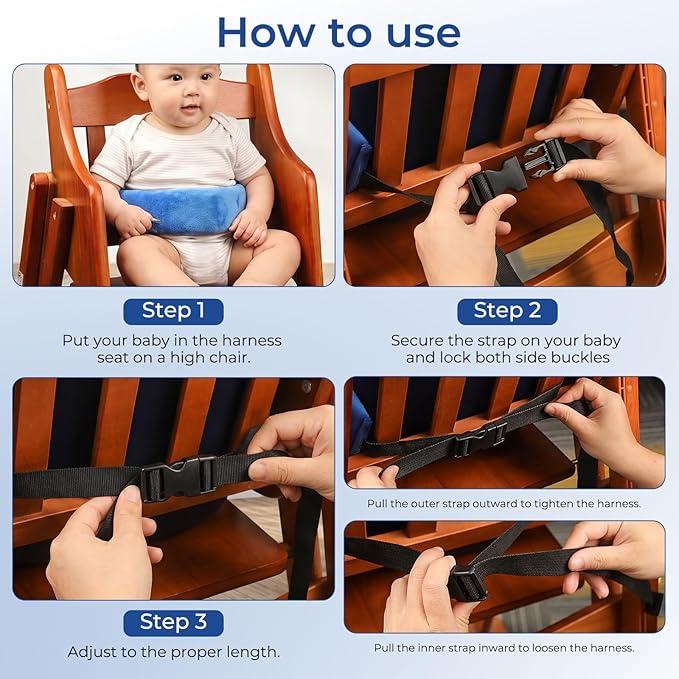 High Chair Straps, Universal Baby Safety Strap, Highchair Harness for Infant&Toddler's（Blue）