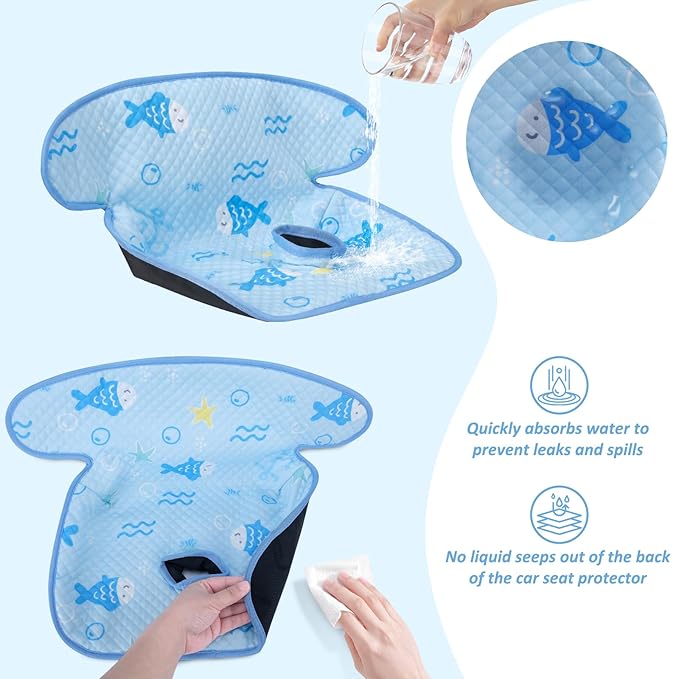 INFANZIA Dry Seat, Car Seat Protector Waterproof Carseat Liner Potty Training Toddlers, Baby and Infants, Piddle Pad for Carseats Strollers (Blue, 2 Pack)