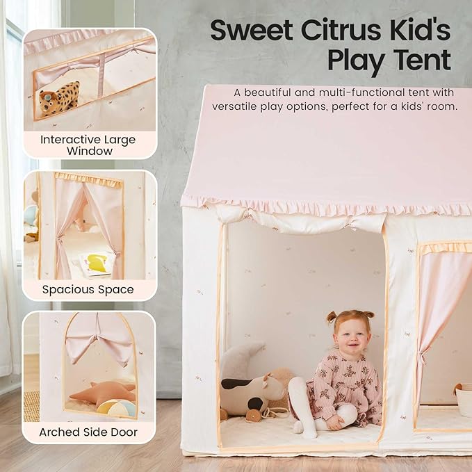 Tiny Land Kids Tent with Mat, Kids Play Tent for Toddlers, Playhouse for Kid Indoor, Ideal Toy Gift for 3+ Girls, Play Room Furniture