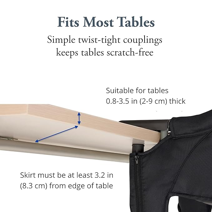 Inglesina Fast Table Chair, Cream - Portable Baby High Chair - for Babies & Toddlers up to 37 lbs - Collapsible Design - Fits Tables 0.8'' to 3.5'' Thick - Compact & Easy to Use - Travel Bag Included