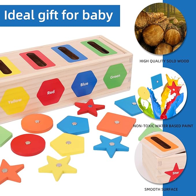 AISHUN Montessori for Toddlers, Magnetic Color Shape Sorting Matching Box,Early Learning Toys,Wooden Educational Toy, Fine Motor Skills Toys for Boys Girls (New)