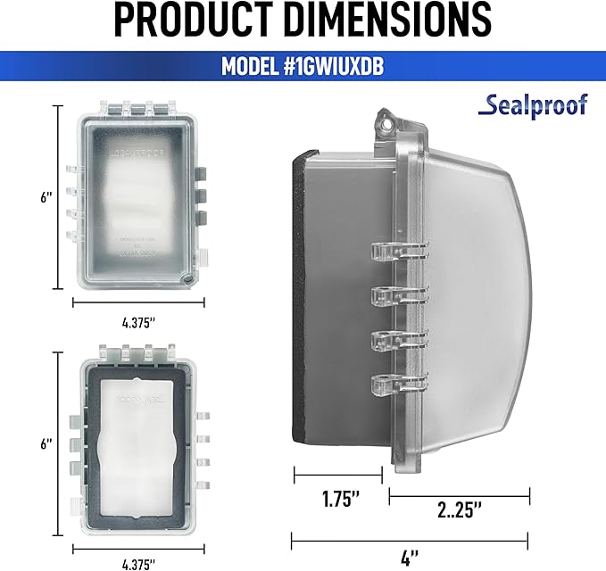 Sealproof Deep Base for Vinyl Siding and Recessed Surfaces While In Use Lockable 1-Gang Outdoor Exterior Outlet Cover | Horizontal/Vertical Weatherproof Extra Duty Bubble Cover